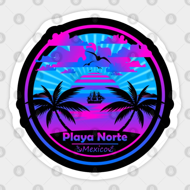 Playa Norte Beach Mexico, Palm Trees Sunset Summer Sticker by Jahmar Anderson